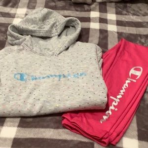 Champion 2 piece set  with hoodie and leggings size 14/16 youth